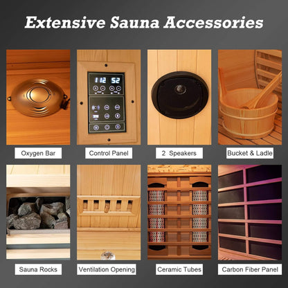 Rövia Aurora 3-Person Indoor Hybrid Sauna Room With Infrared And 4.5KW Steam Heaters (SAK41592)